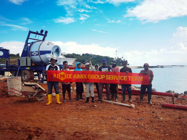AIMIX service team for concrete mixer with pump in Indonesia